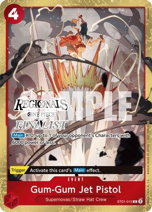Gum-Gum Jet Pistol (Offline Regional 2024) [Finalist] (ST01-015) [One Piece Promotion Cards] Foil - Deck Out Gaming