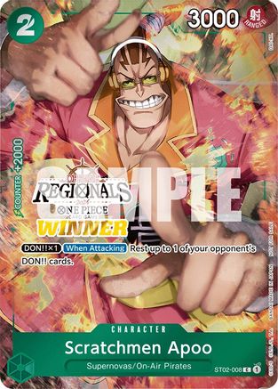 Scratchmen Apoo (Offline Regional 2024) [Winner] (ST02-008) [One Piece Promotion Cards] - Deck Out Gaming