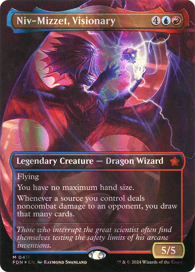 Niv-Mizzet, Visionary (Borderless) (Mana Foil) (411) [Foundations] foil - Deck Out Gaming