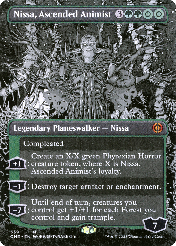 Nissa, Ascended Animist (Borderless) (339) [Phyrexia: All Will Be One] foil - Deck Out Gaming
