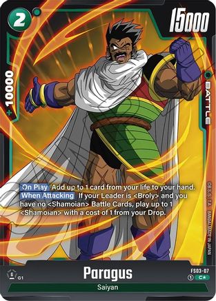 Paragus - FS03-07 (Bonus Pack Alternate Art) (FS03-07) [Starter Deck 3: Broly] Foil - Deck Out Gaming