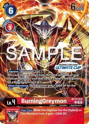 BurningGreymon (Ultimate Cup 2024) (BT12-013) [Across Time] Foil - Deck Out Gaming