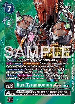 RustTyrannomon ACE - P-113 (2024 Regionals Champion) (P-113) [Digimon Promotion Cards] Foil - Deck Out Gaming