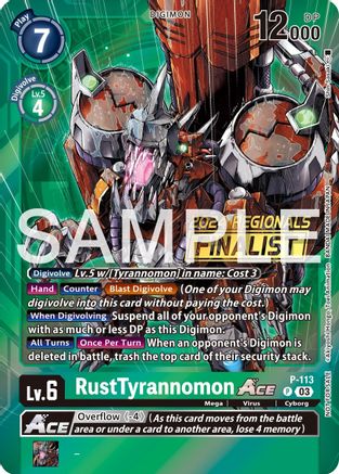 RustTyrannomon ACE - P-113 (2024 Regionals Finalist) (P-113) [Digimon Promotion Cards] Foil - Deck Out Gaming