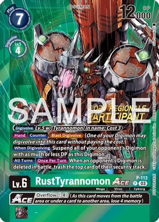 RustTyrannomon ACE - P-113 (2024 Regionals Participant) (P-113) [Digimon Promotion Cards] Foil - Deck Out Gaming