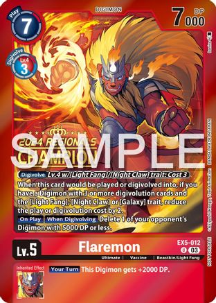 Flaremon (2024 Regionals Champion) (EX5-012) [Animal Colosseum] Foil - Deck Out Gaming