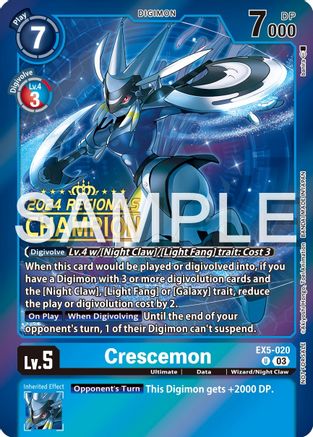 Crescemon (2024 Regionals Champion) (EX5-020) [Animal Colosseum] Foil - Deck Out Gaming