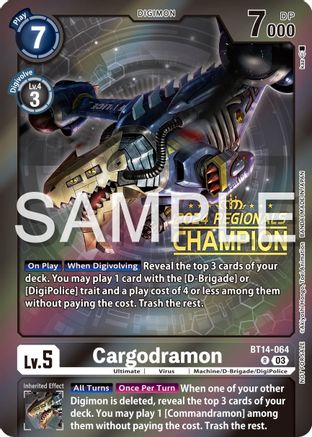 Cargodramon (2024 Regionals Champion) (BT14-064) [Blast Ace] Foil - Deck Out Gaming