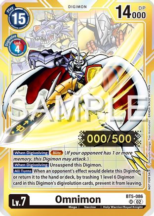 Omnimon (Serial Numbered) (BT5-086) [Battle of Omni] Foil - Deck Out Gaming