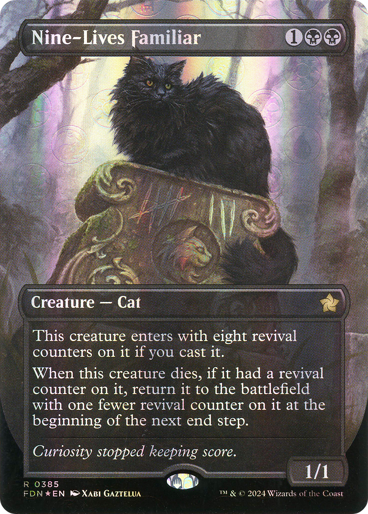 Nine-Lives Familiar (Borderless) (Mana Foil) (385) [Foundations] foil - Deck Out Gaming