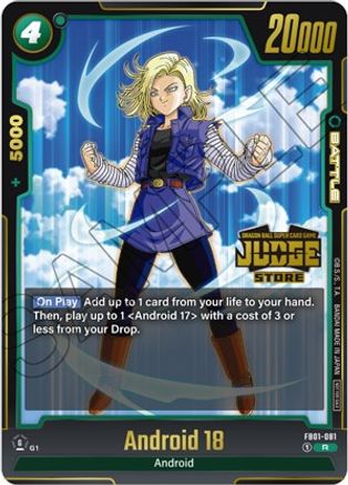 Android 18 - FB01-081 (Judge Pack (Store Judge) 01) (FB01-081) [Tournament and Championship Promos] Foil - Deck Out Gaming