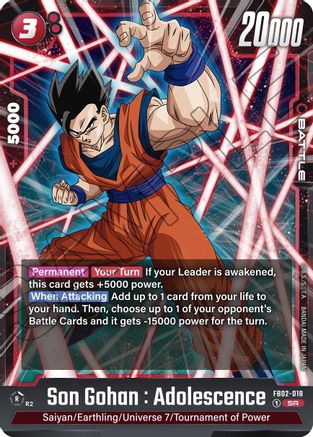 Son Gohan : Adolescence - FB02-018 (FB02-018) [Blazing Aura] Foil - Deck Out Gaming