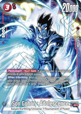 Son Gohan : Adolescence - FB02-018 (Alternate Art) (FB02-018) [Blazing Aura] Foil - Deck Out Gaming