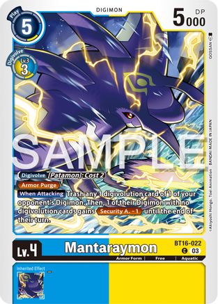 Mantaraymon (BT16-022) [Beginning Observer] - Deck Out Gaming