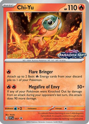 Chi-Yu - 057 (Prerelease) [Staff] (57) [SV: Scarlet & Violet Promo Cards] Holofoil - Deck Out Gaming