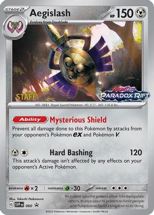 Aegislash - 060 (Prerelease) [Staff] (60) [SV: Scarlet & Violet Promo Cards] Holofoil - Deck Out Gaming