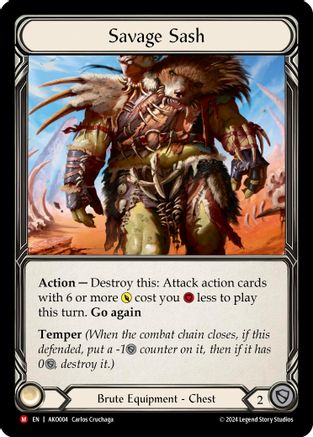 Savage Sash (AKO004) [Armory Deck: Kayo] Rainbow Foil - Deck Out Gaming