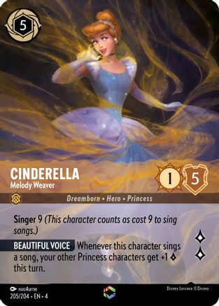 Cinderella - Melody Weaver (Enchanted) (205/204) [Ursulas Return] Holofoil - Deck Out Gaming