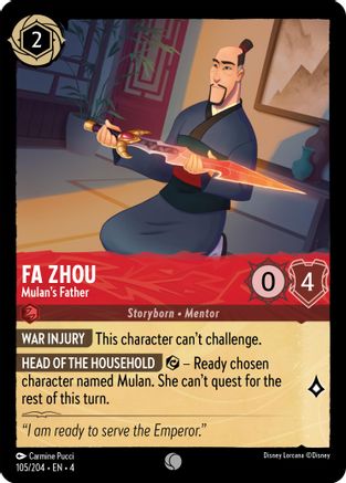 Fa Zhou - Mulan's Father (105/204) [Ursulas Return] - Deck Out Gaming