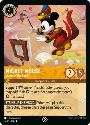 Mickey Mouse - Leader of the Band (34) [Disney Lorcana Promo Cards] Cold Foil - Deck Out Gaming