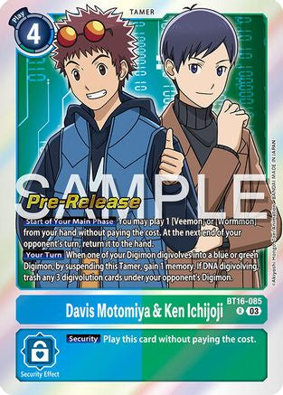 Davis Motomiya & Ken Ichijoji (BT16-085) [Beginning Observer Pre-Release Cards] Foil - Deck Out Gaming