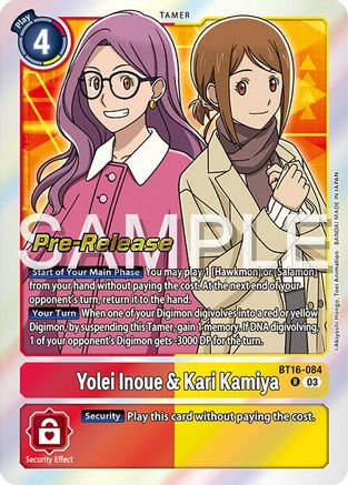 Yolei Inoue & Kari Kamiya (BT16-084) [Beginning Observer Pre-Release Cards] Foil - Deck Out Gaming