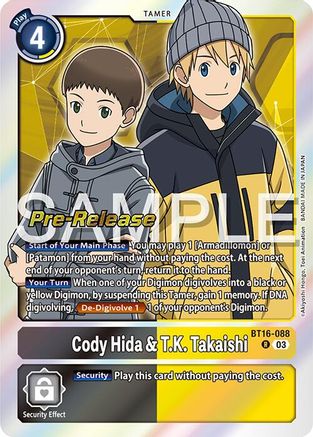 Cody Hida & T.K. Takaishi (BT16-088) [Beginning Observer Pre-Release Cards] Foil - Deck Out Gaming