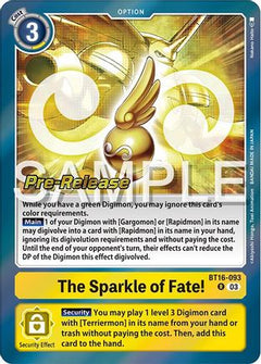 The Sparkle of Fate! (BT16-093) [Beginning Observer Pre-Release Cards] Foil - Deck Out Gaming