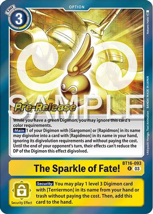 The Sparkle of Fate! (BT16-093) [Beginning Observer Pre-Release Cards] Foil - Deck Out Gaming