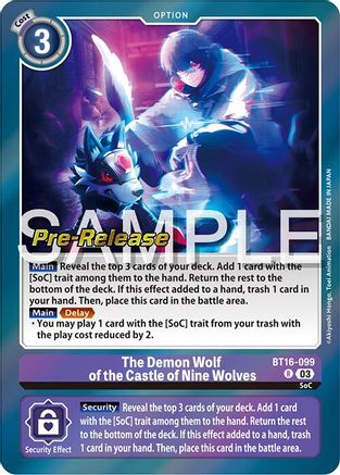 The Demon Wolf of the Castle of Nine Wolves (BT16-099) [Beginning Observer Pre-Release Cards] Foil - Deck Out Gaming