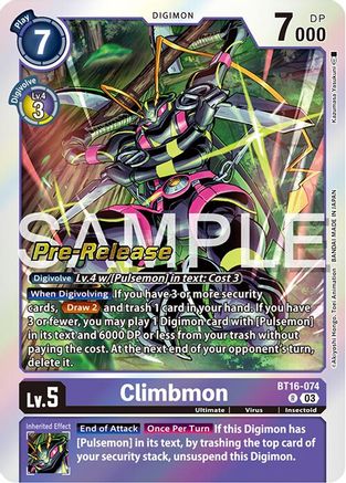 Climbmon (BT16-074) [Beginning Observer Pre-Release Cards] Foil - Deck Out Gaming