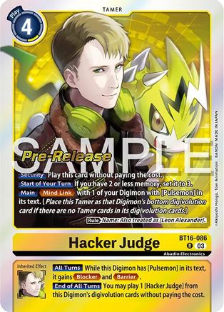 Hacker Judge (BT16-086) [Beginning Observer Pre-Release Cards] Foil - Deck Out Gaming