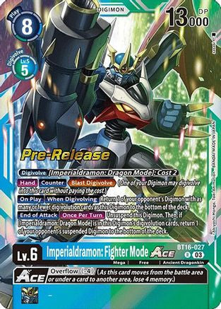 Imperialdramon: Fighter Mode ACE (BT16-027) [Beginning Observer Pre-Release Cards] Foil - Deck Out Gaming