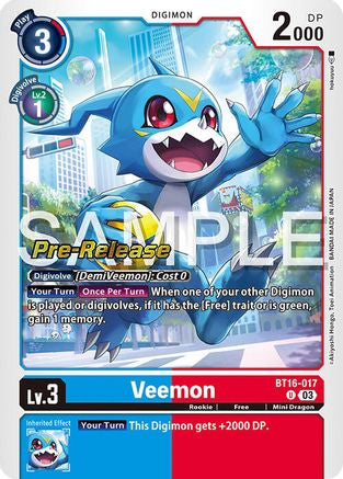 Veemon (BT16-017) [Beginning Observer Pre-Release Cards] Foil - Deck Out Gaming