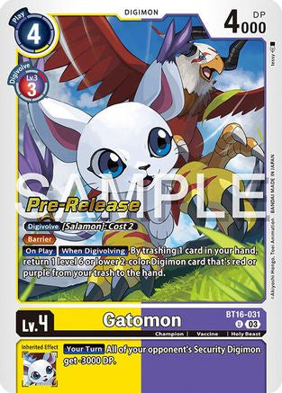 Gatomon (BT16-031) [Beginning Observer Pre-Release Cards] Foil - Deck Out Gaming