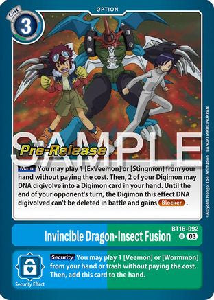 Invincible Dragon-Insect Fusion (BT16-092) [Beginning Observer Pre-Release Cards] Foil - Deck Out Gaming