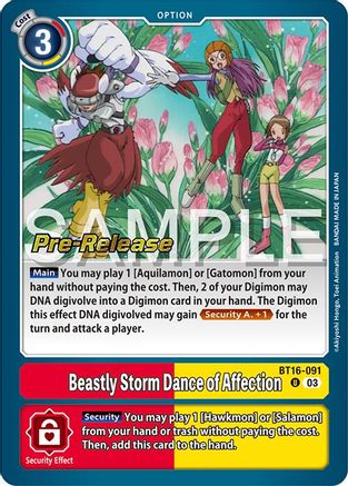 Beastly Storm Dance of Affection (BT16-091) [Beginning Observer Pre-Release Cards] Foil - Deck Out Gaming