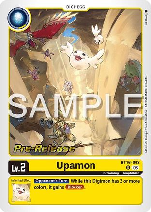 Upamon (BT16-003) [Beginning Observer Pre-Release Cards] Foil - Deck Out Gaming