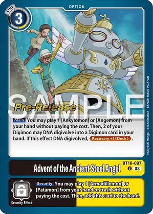 Advent of the Ancient Steel Angel (BT16-097) [Beginning Observer Pre-Release Cards] Foil - Deck Out Gaming