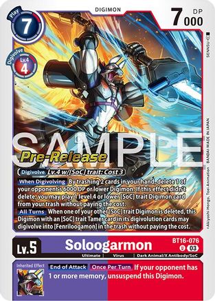 Soloogarmon (BT16-076) [Beginning Observer Pre-Release Cards] Foil - Deck Out Gaming