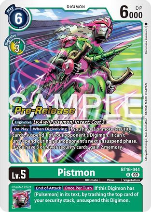 Pistmon (BT16-044) [Beginning Observer Pre-Release Cards] Foil - Deck Out Gaming