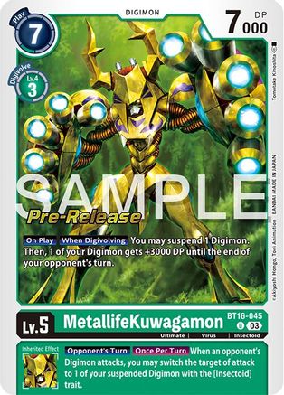 MetallifeKuwagamon (BT16-045) [Beginning Observer Pre-Release Cards] Foil - Deck Out Gaming