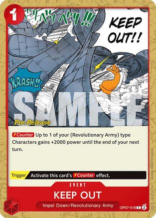 Keep Out (OP07-018) [500 Years in the Future Pre-Release Cards] - Deck Out Gaming