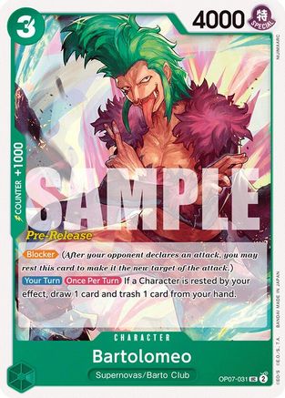 Bartolomeo (OP07-031) [500 Years in the Future Pre-Release Cards] - Deck Out Gaming