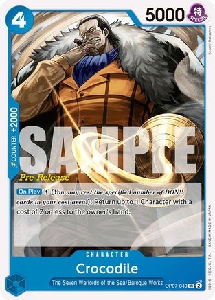 Crocodile (OP07-040) [500 Years in the Future Pre-Release Cards] - Deck Out Gaming