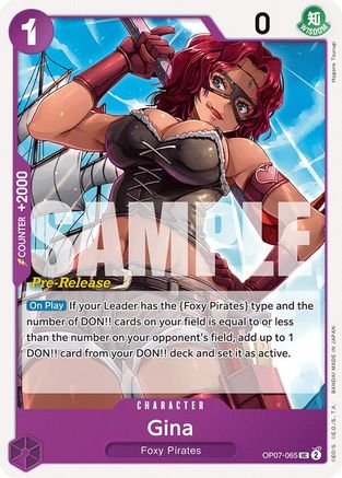 Gina (OP07-065) [500 Years in the Future Pre-Release Cards] - Deck Out Gaming