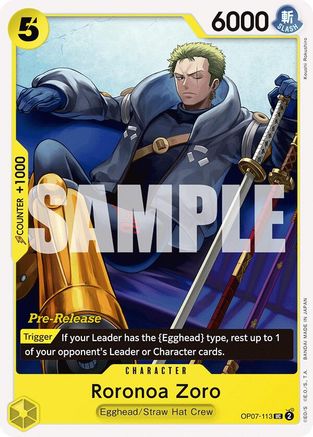 Roronoa Zoro (113) (OP07-113) [500 Years in the Future Pre-Release Cards] - Deck Out Gaming
