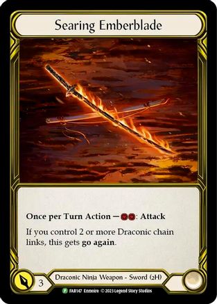 Searing Emberblade (Golden) - FAB147 (FAB147) [Flesh and Blood: Promo Cards] Cold Foil - Deck Out Gaming