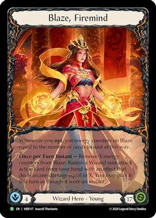 Blaze, Firemind - HER117 (HER117) [Flesh and Blood: Promo Cards] Rainbow Foil - Deck Out Gaming