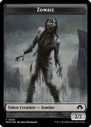 Zombie (Ripple Foil) // Elephant Double-Sided Token (39) [Modern Horizons 3 Commander] foil - Deck Out Gaming